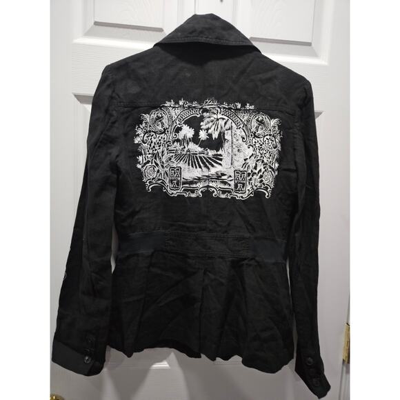 Unique Isabel de Pedro Black Blazer Jacket Size 8 Spain Designer Graphic - Picture 4 of 8